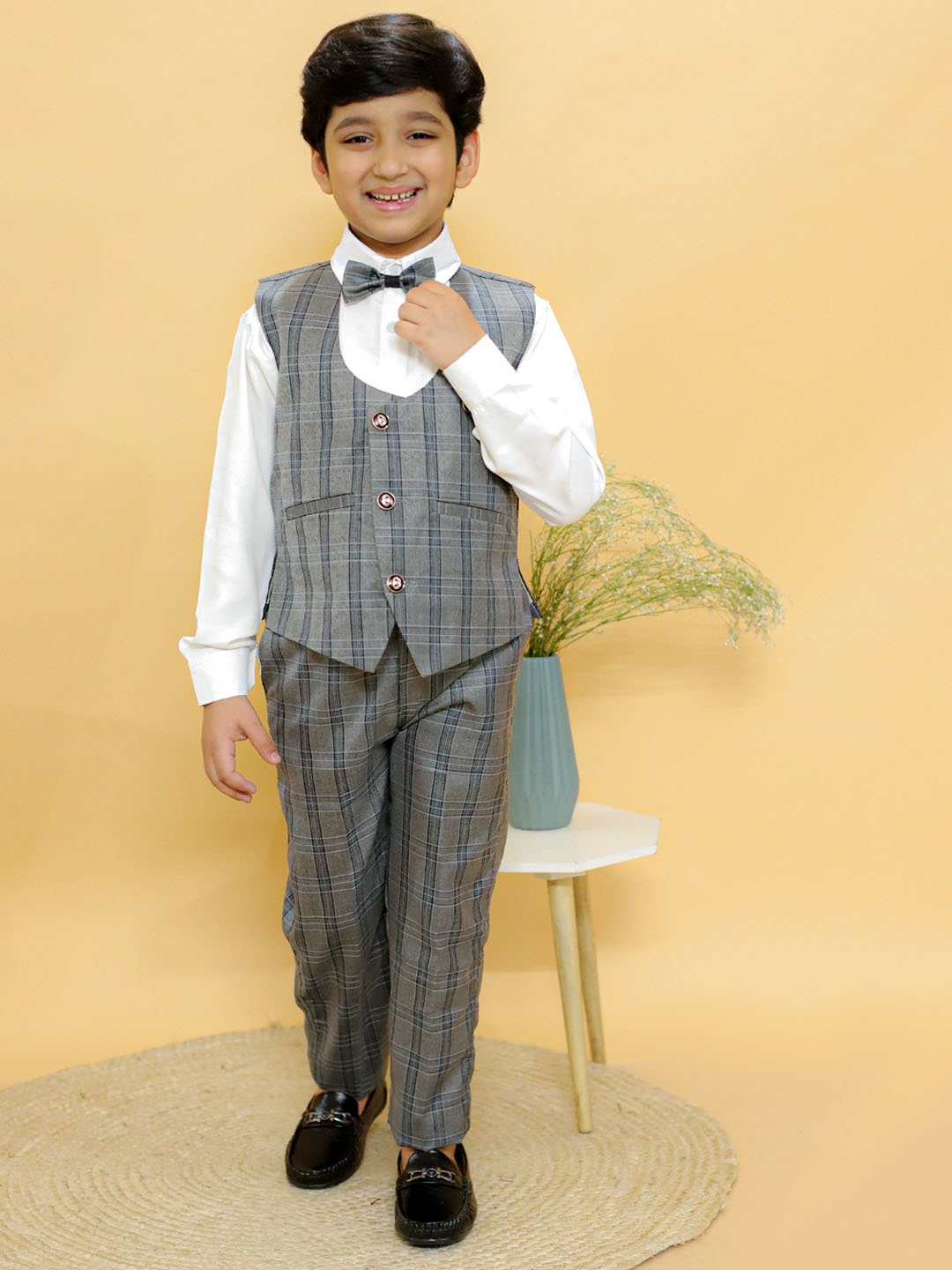 

BAESD Boys Printed 3 Piece Suit, Grey