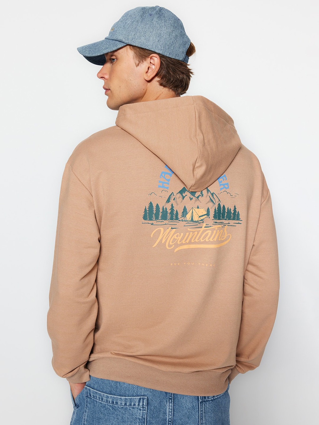 

Trendyol Typography Printed Hooded Pullover, Beige