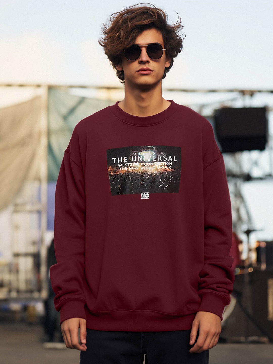 

Trendyol Graphic Printed Cotton Sweatshirt, Maroon