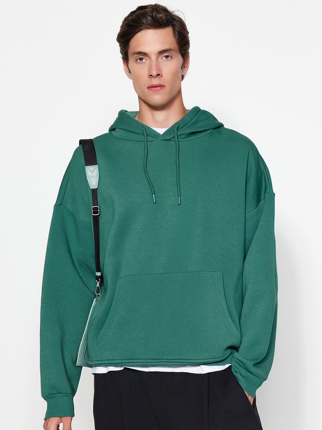 

Trendyol Typography Printed Hooded Sweatshirt, Green