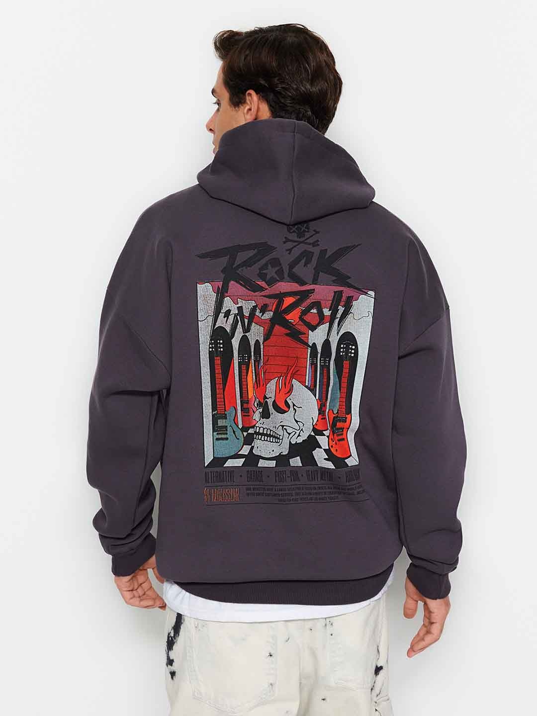 

Trendyol Graphic Printed Hooded Pullover, Black