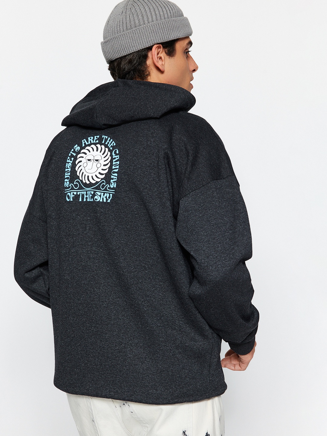

Trendyol Graphic Printed Long Sleeves Pullover, Charcoal