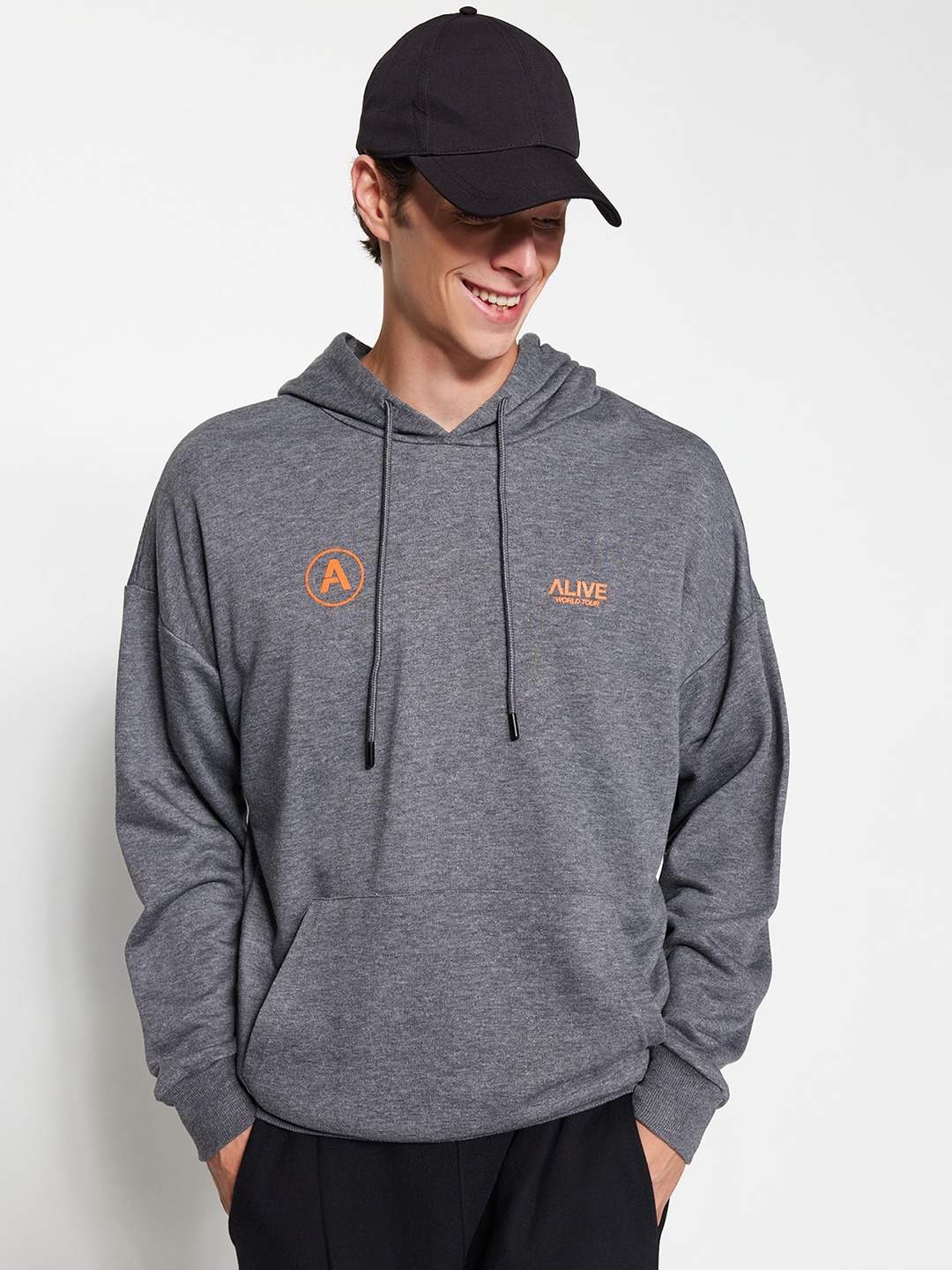 

Trendyol Hooded Pure Cotton Pullover Sweatshirt, Grey