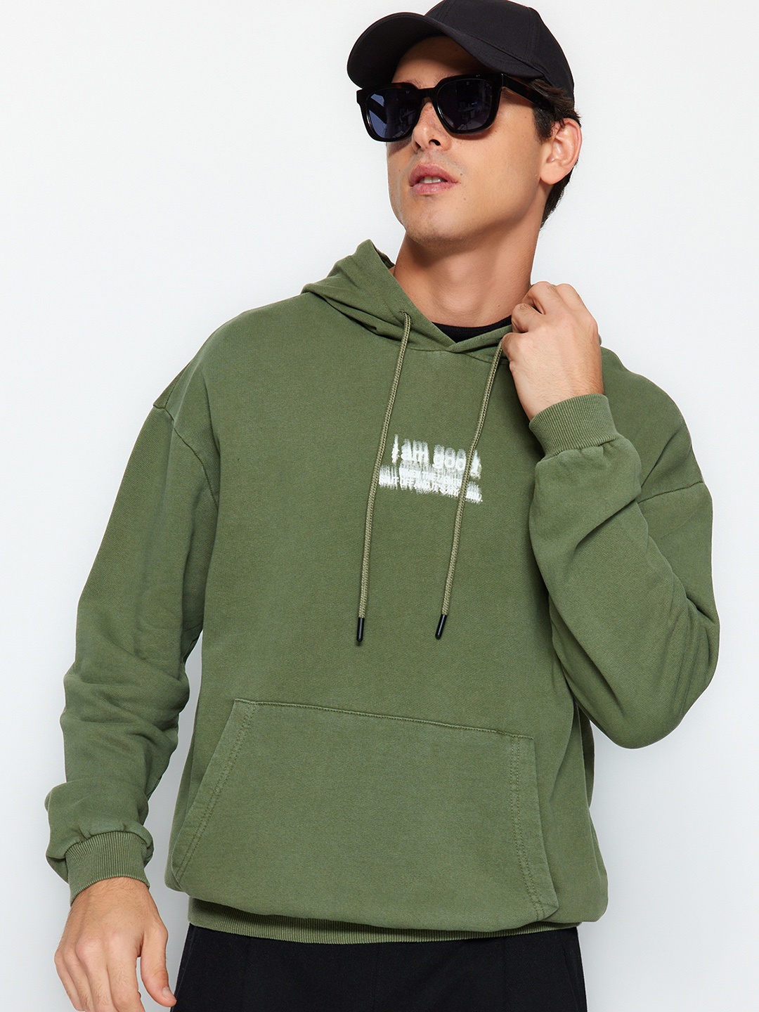

Trendyol Graphic Printed Hooded Pure Cotton Sweatshirt, Green