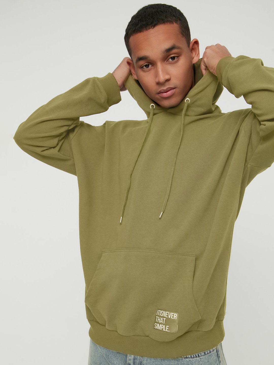 

Trendyol Hooded Neck Long Sleeves Pullover Sweatshirt, Khaki