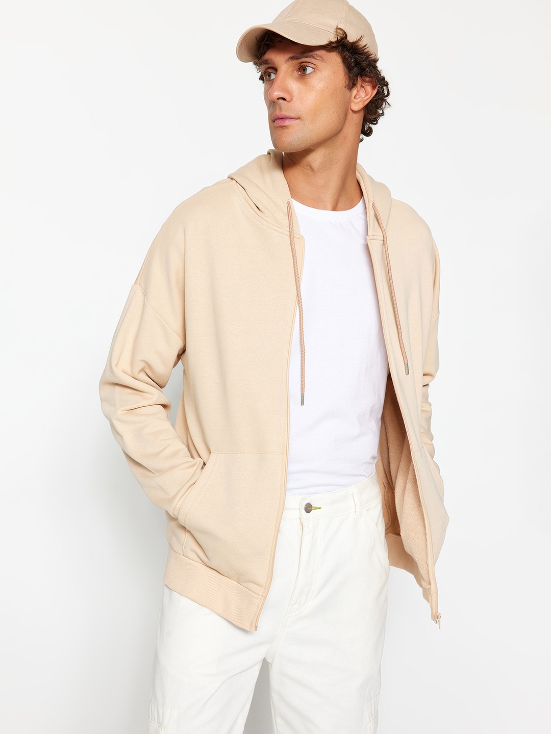 

Trendyol Hooded Front Open Sweatshirt, Beige
