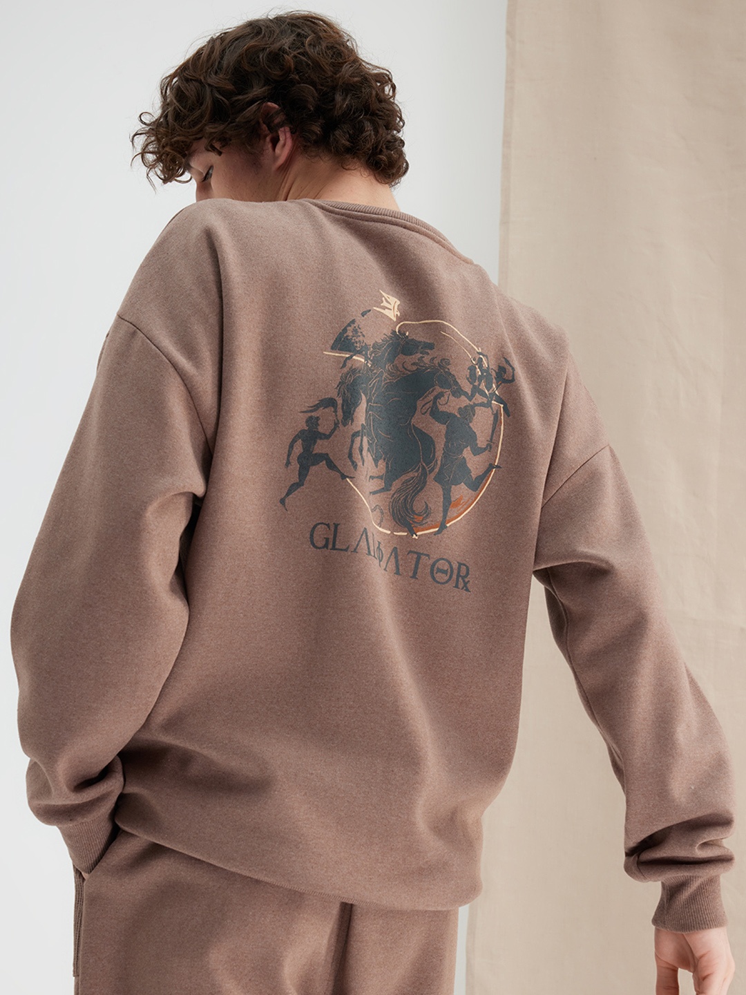 

Trendyol Graphic Printed Round Neck Pullover Sweatshirt, Taupe
