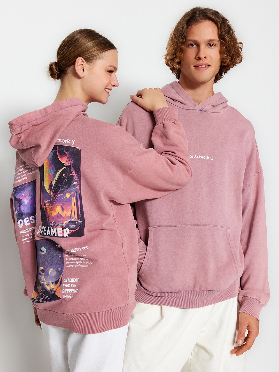 

Trendyol Unisex Graphic Printed Pure Cotton Pullover, Pink