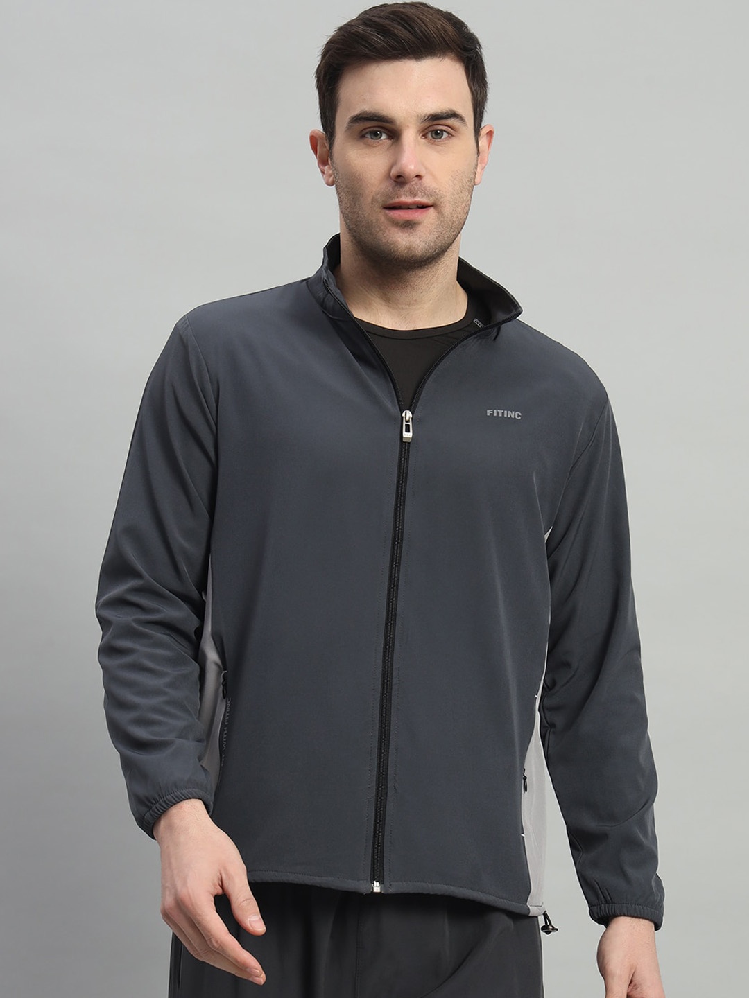

FITINC Colourblocked Lightweight Training Or Gym Sporty Jacket, Grey