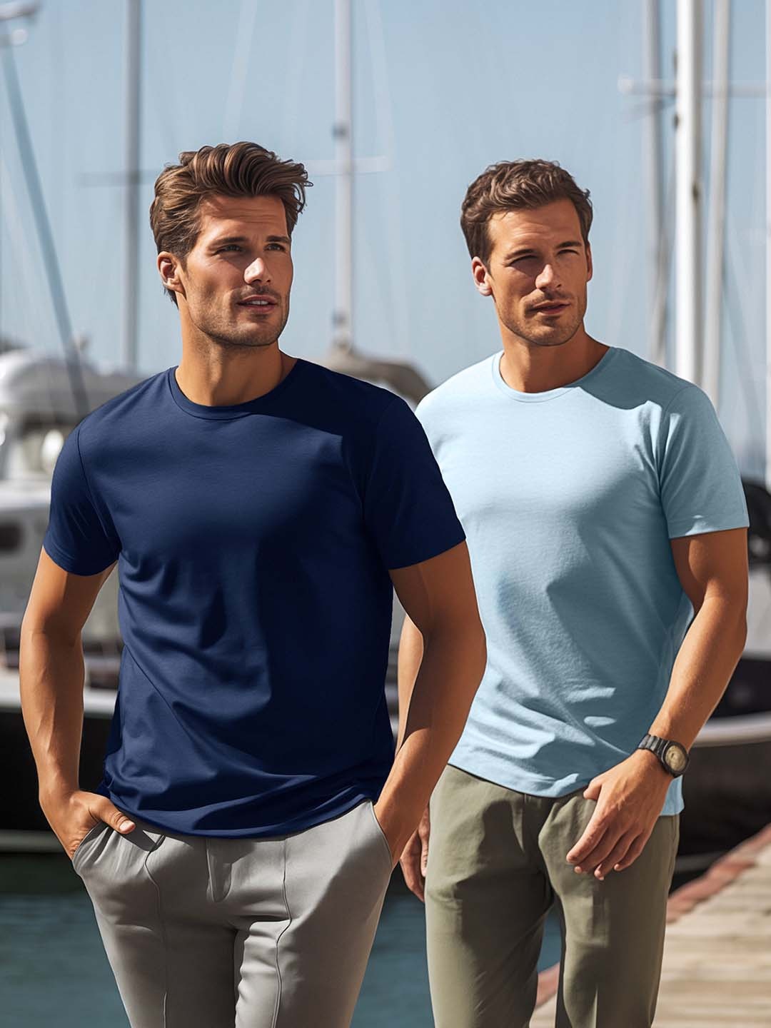 

Trendyol Pack of 2 Round Neck Cotton T-shirt, Blue