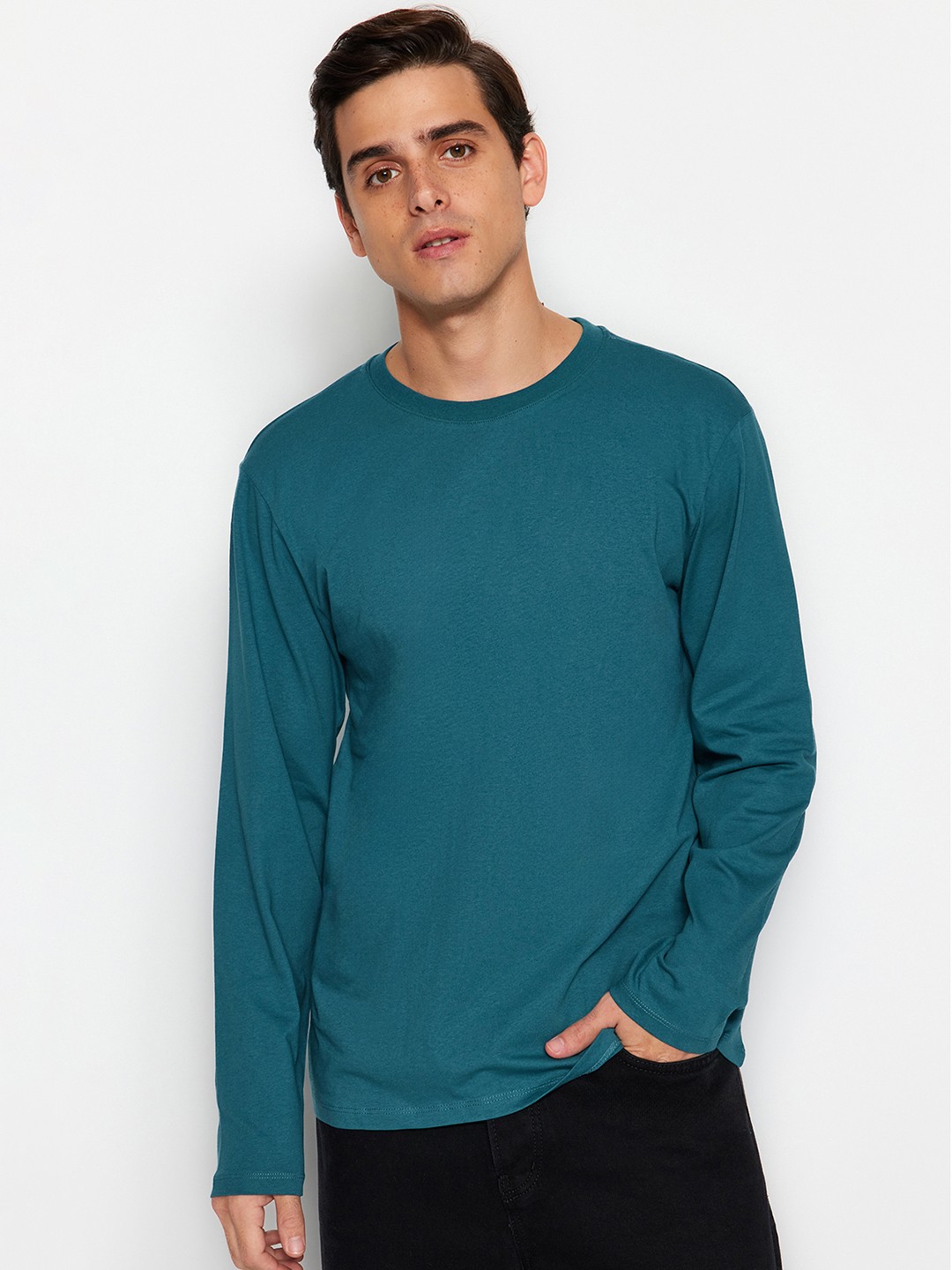 

Trendyol Round Neck Cotton T-shirt, Blue