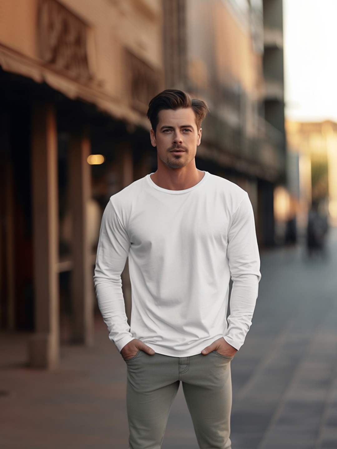 

Trendyol Long Sleeves Round Neck Regular Fit Cotton T-shirt, Na