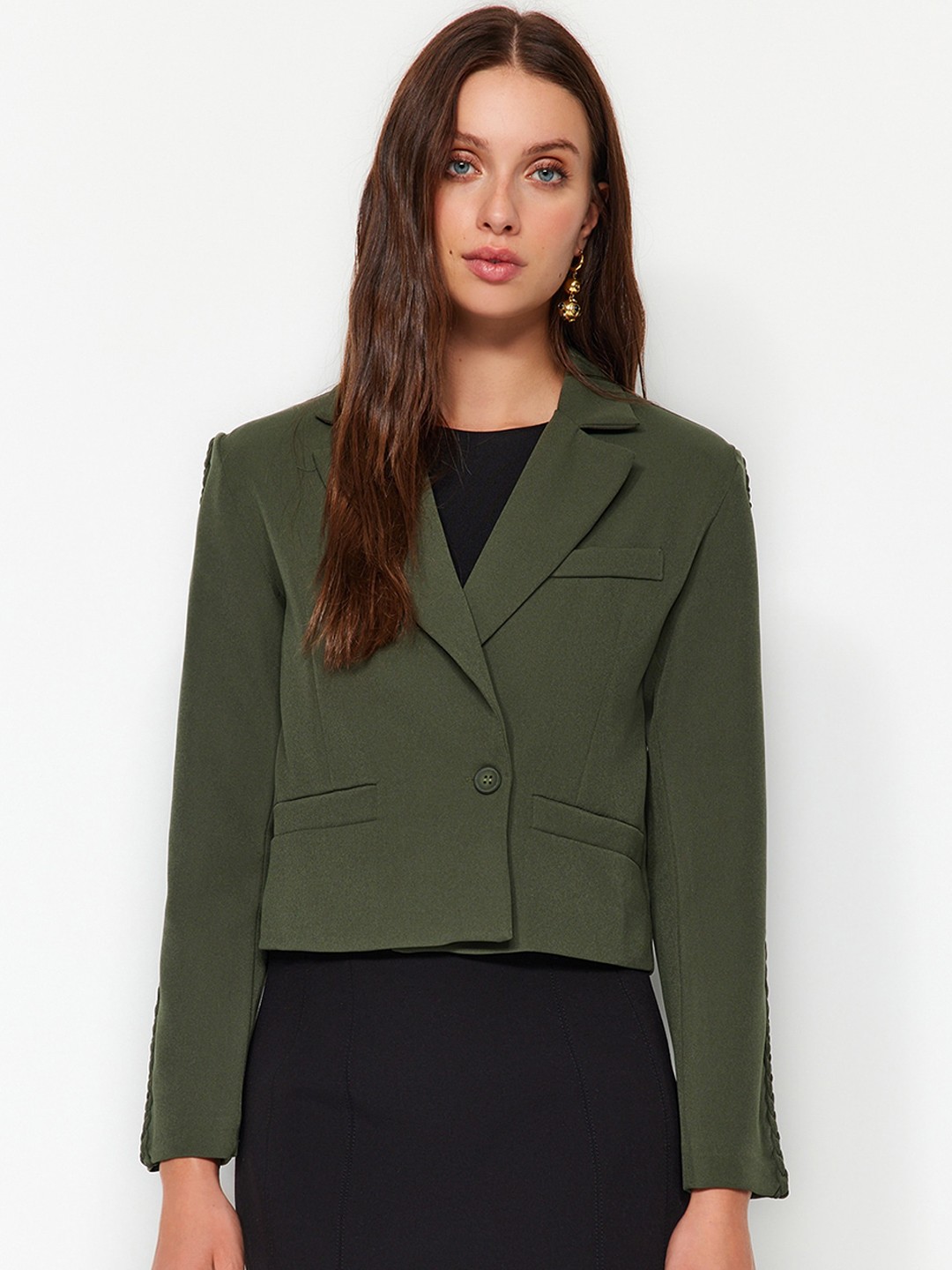 

Trendyol Notched Lapel Single Breasted Blazer, Green