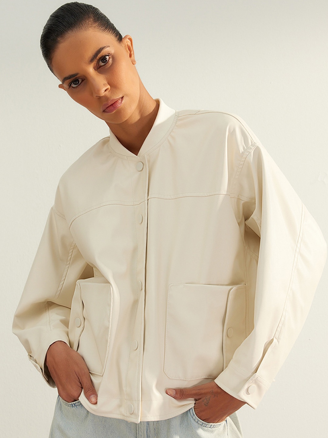 

Trendyol Mock Collar Tailored Jacket, Beige
