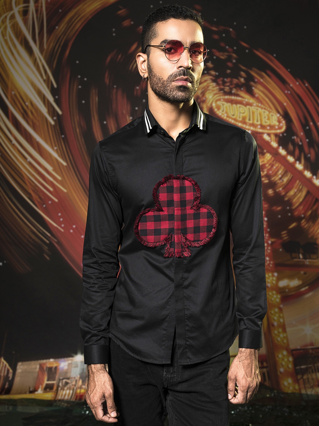 

ABKASA Classic Slim Fit Cotton Casual Shirt, Black