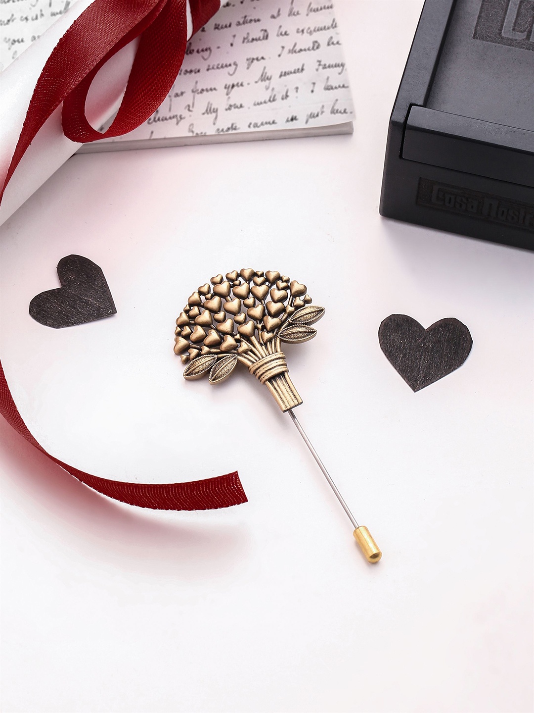 

COSA NOSTRAA Men Bouquet of Love Lapel Pin Brooch, Metallic