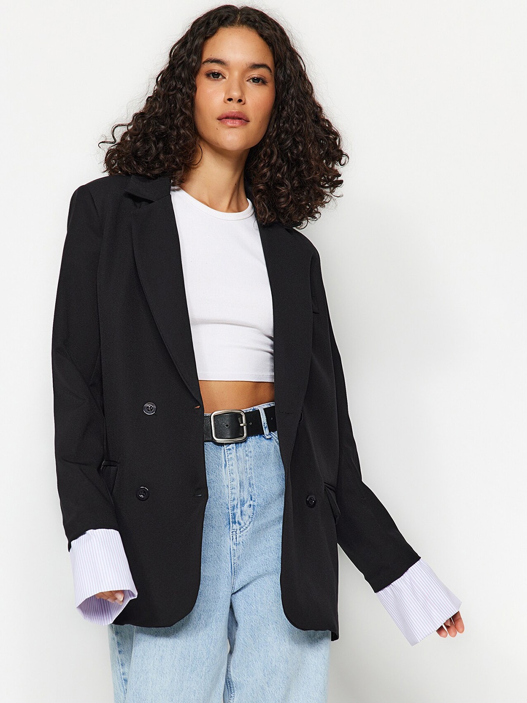 

Trendyol Lapel Collar Longline Tailored Jacket, Black