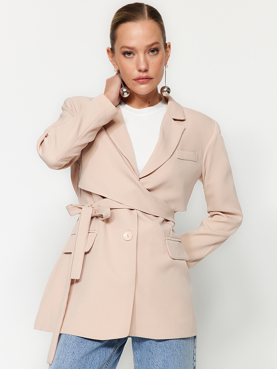 

Trendyol Longline Woven Jacket, Peach