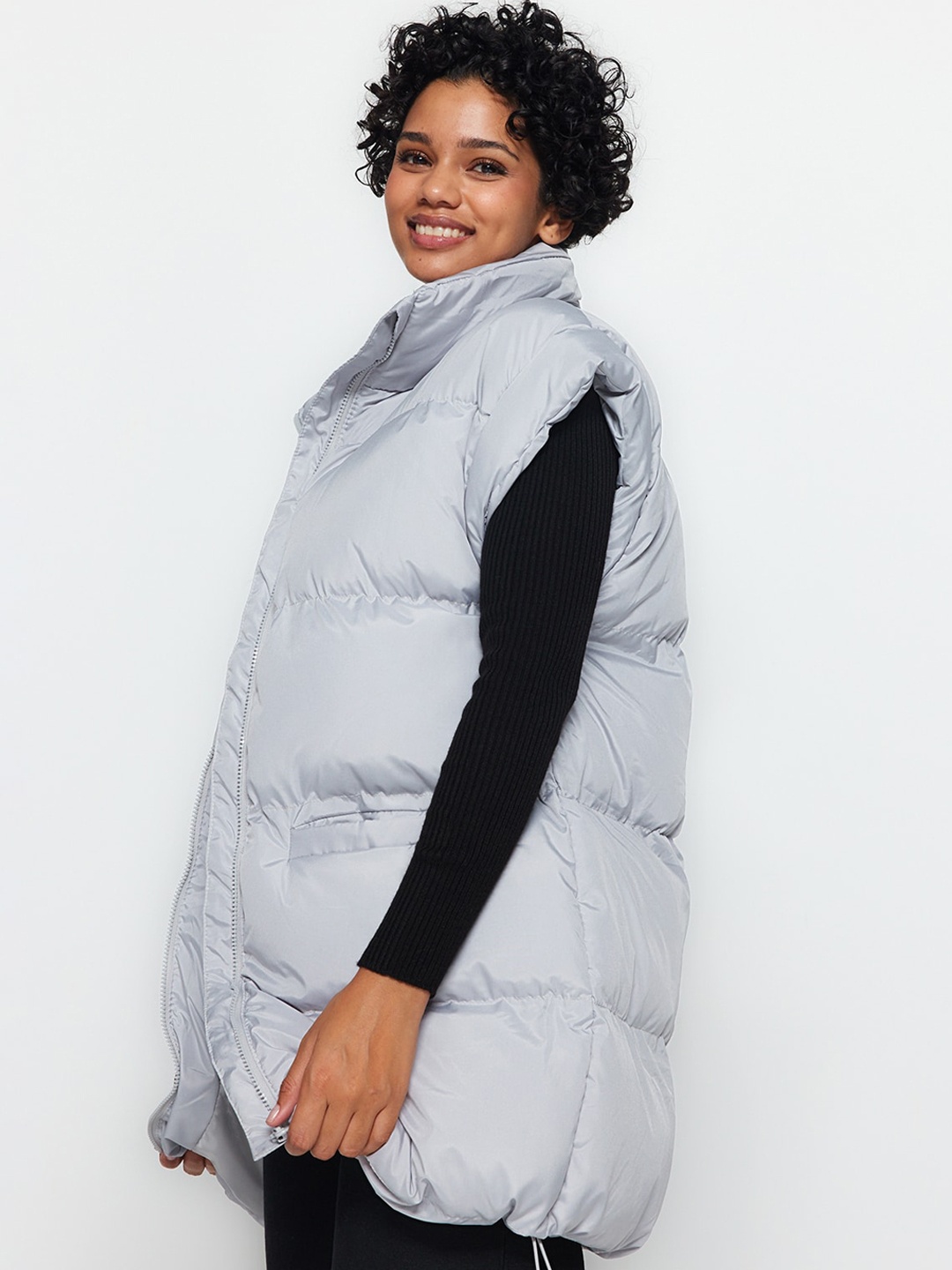 

Trendyol Longline Puffer Jacket, Grey