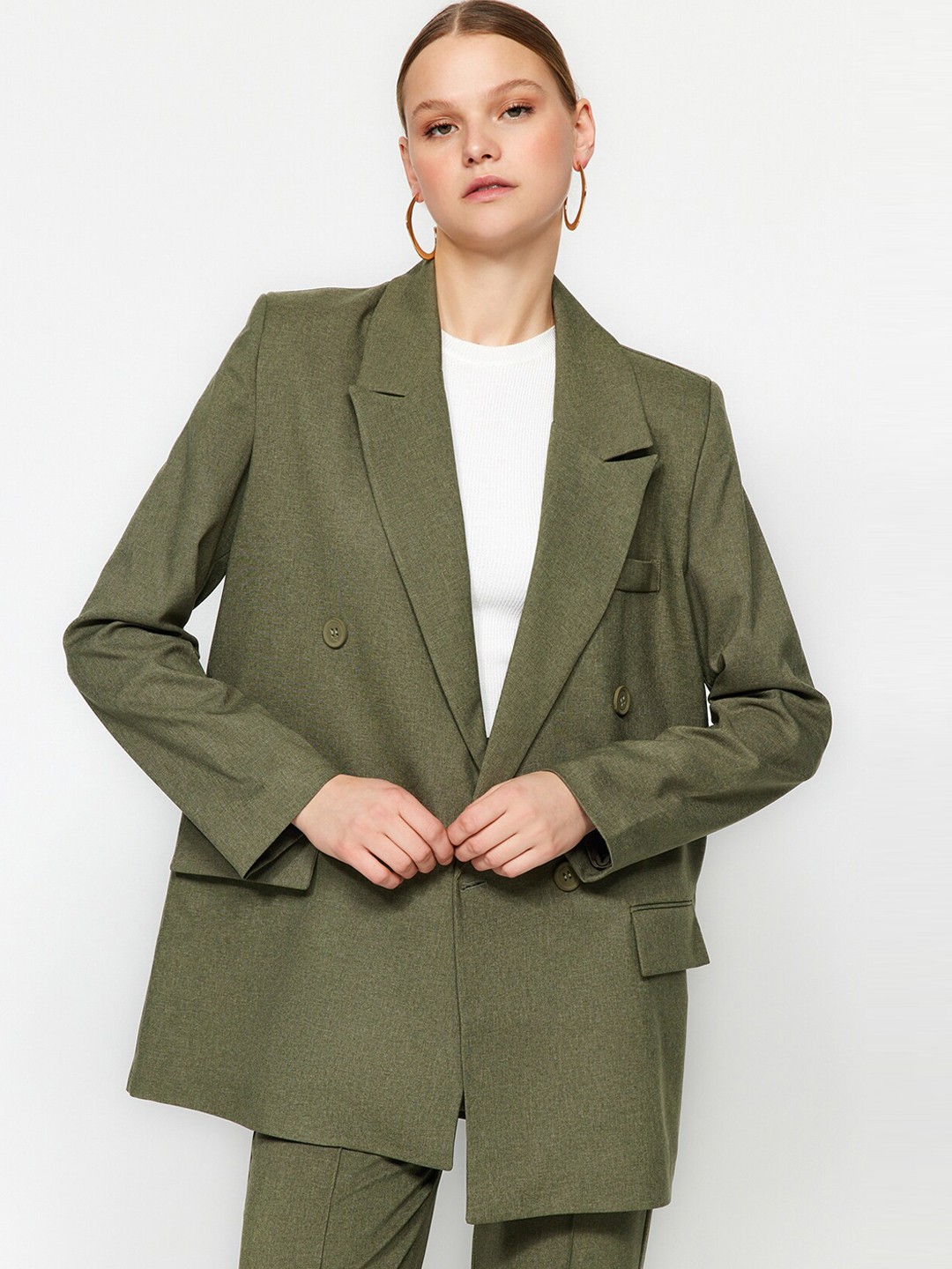 

Trendyol Double-Breasted Blazer, Khaki