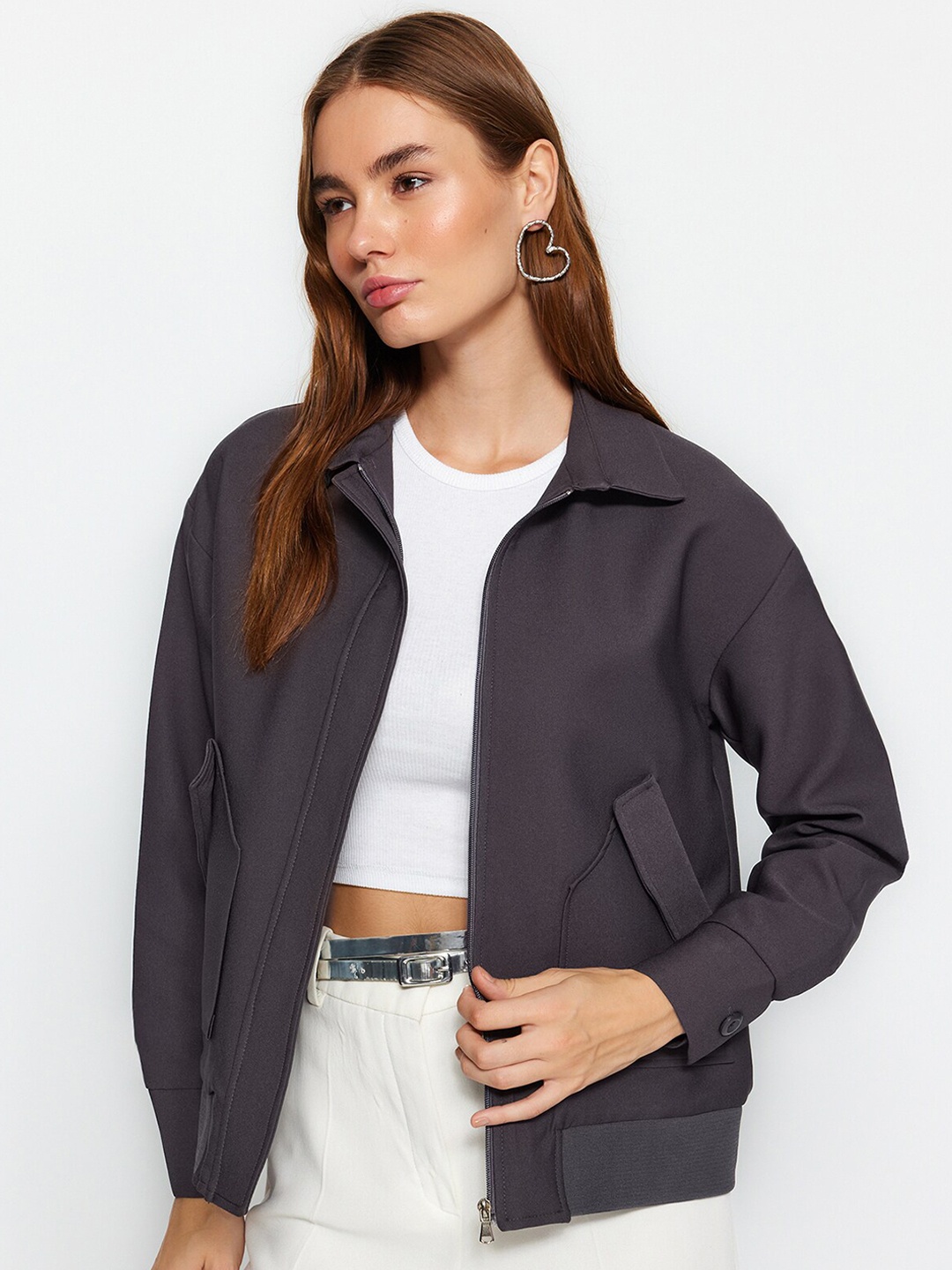 

Trendyol Spread Collar Sporty Jacket, Purple