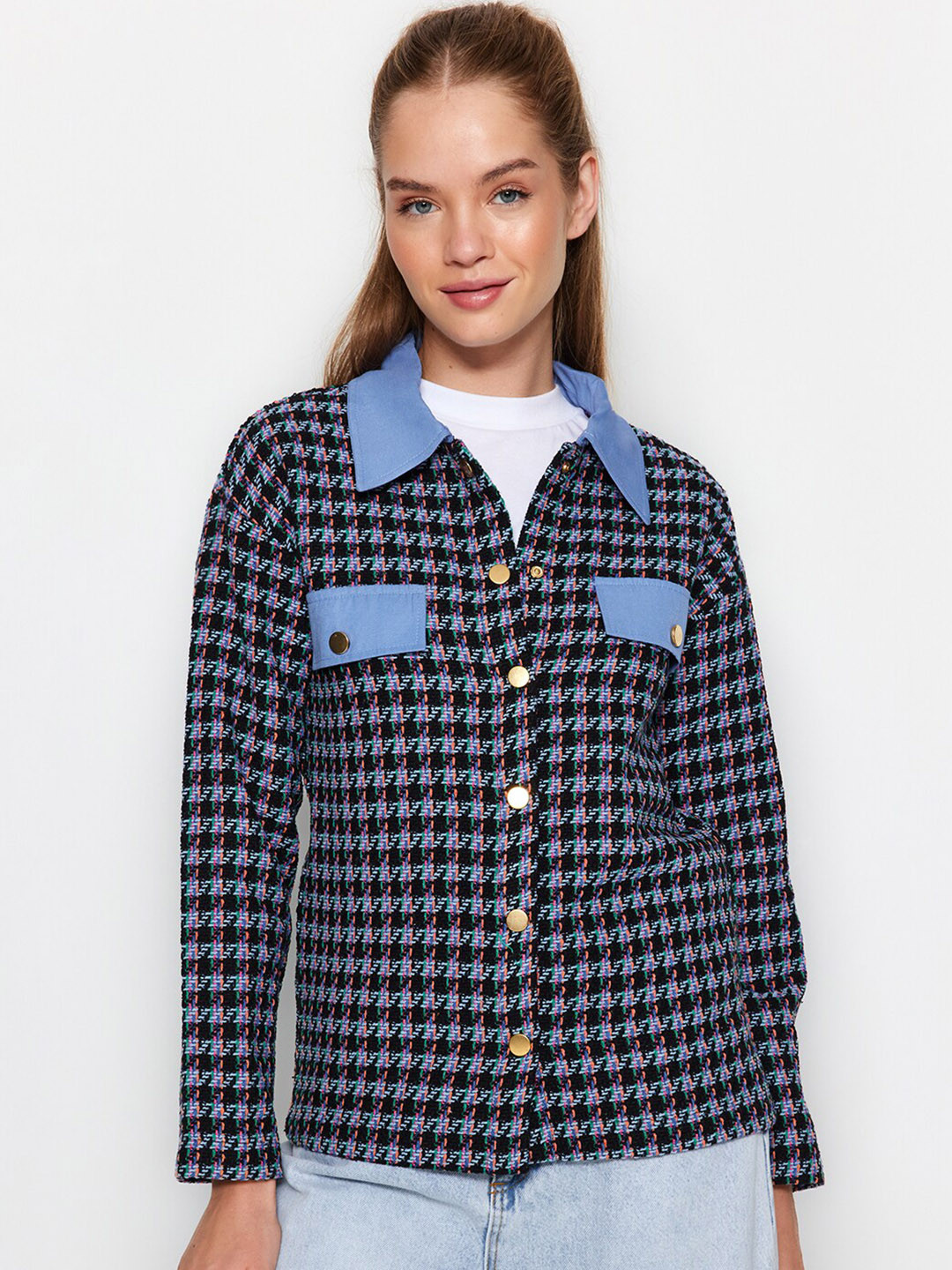 

Trendyol Checked Tailored Jacket, Black