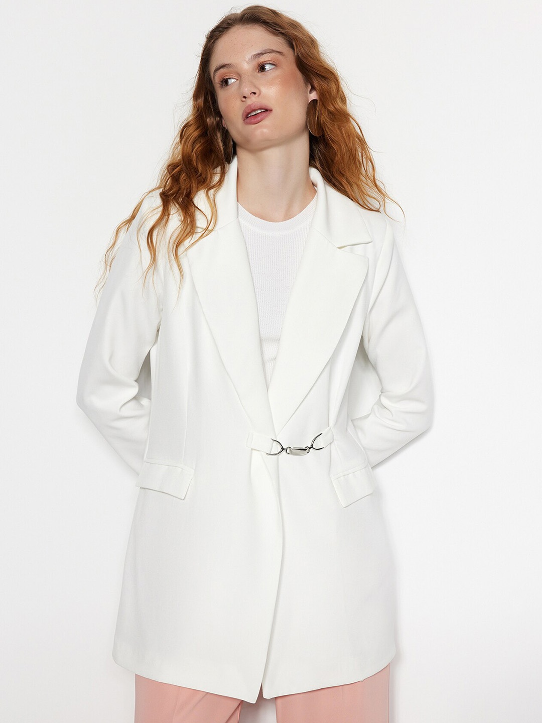 

Trendyol Longline Single-Breasted Blazer, White
