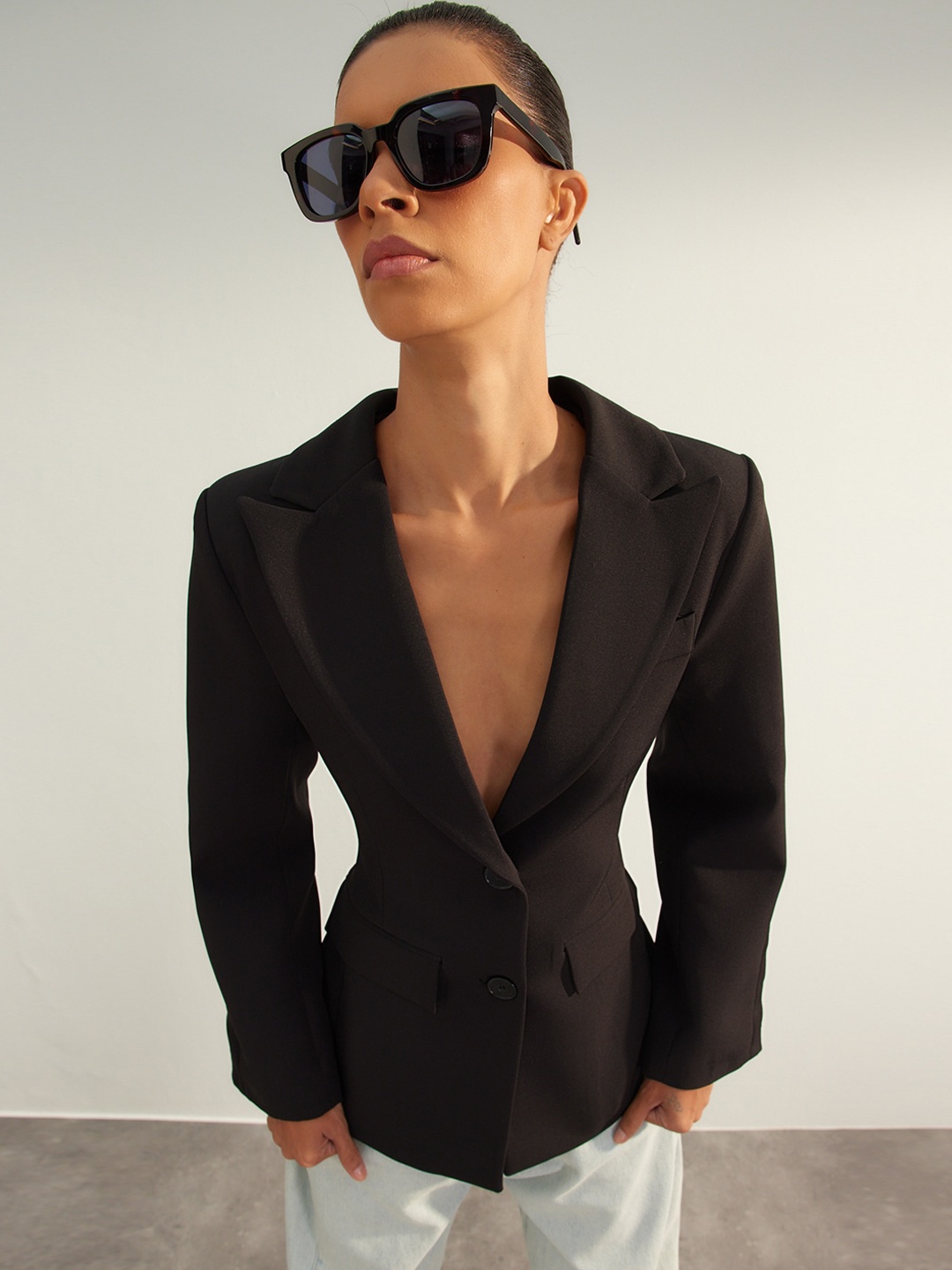 

Trendyol Stand Collar Tailored Jacket, Black