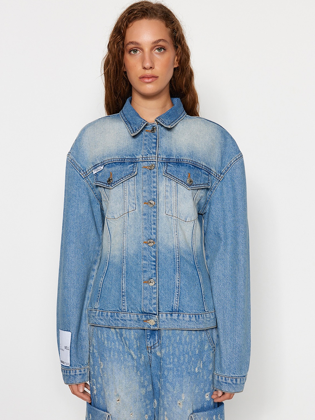 

Trendyol Washed Denim Jacket, Blue