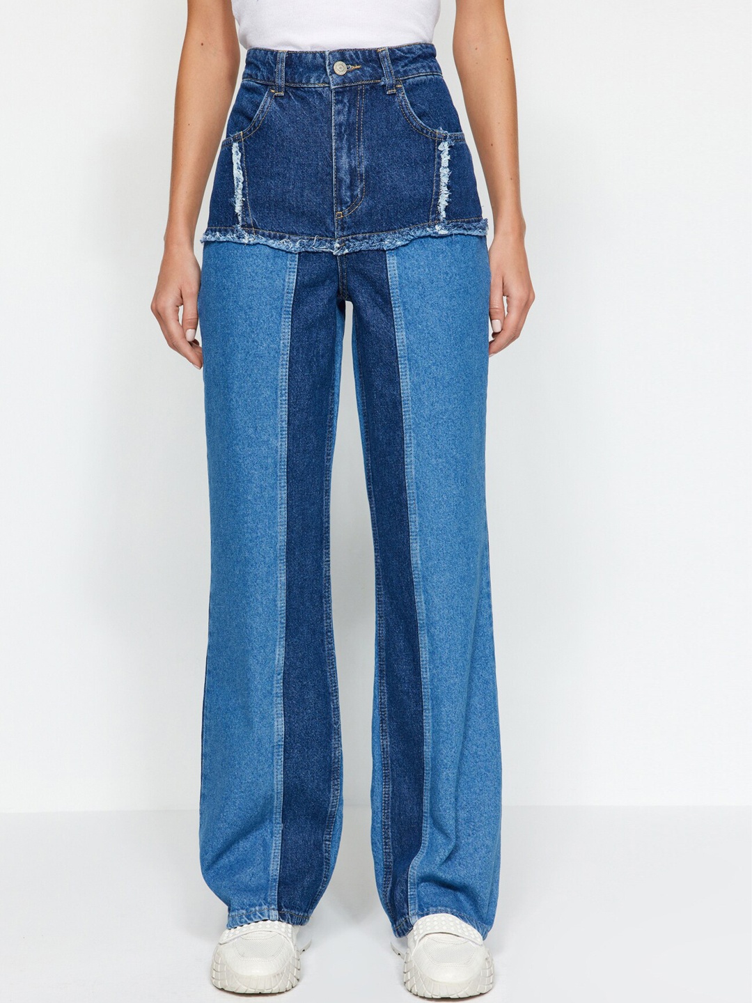 

Trendyol Women Mid Rise Clean Look Pure Cotton Jeans, Blue