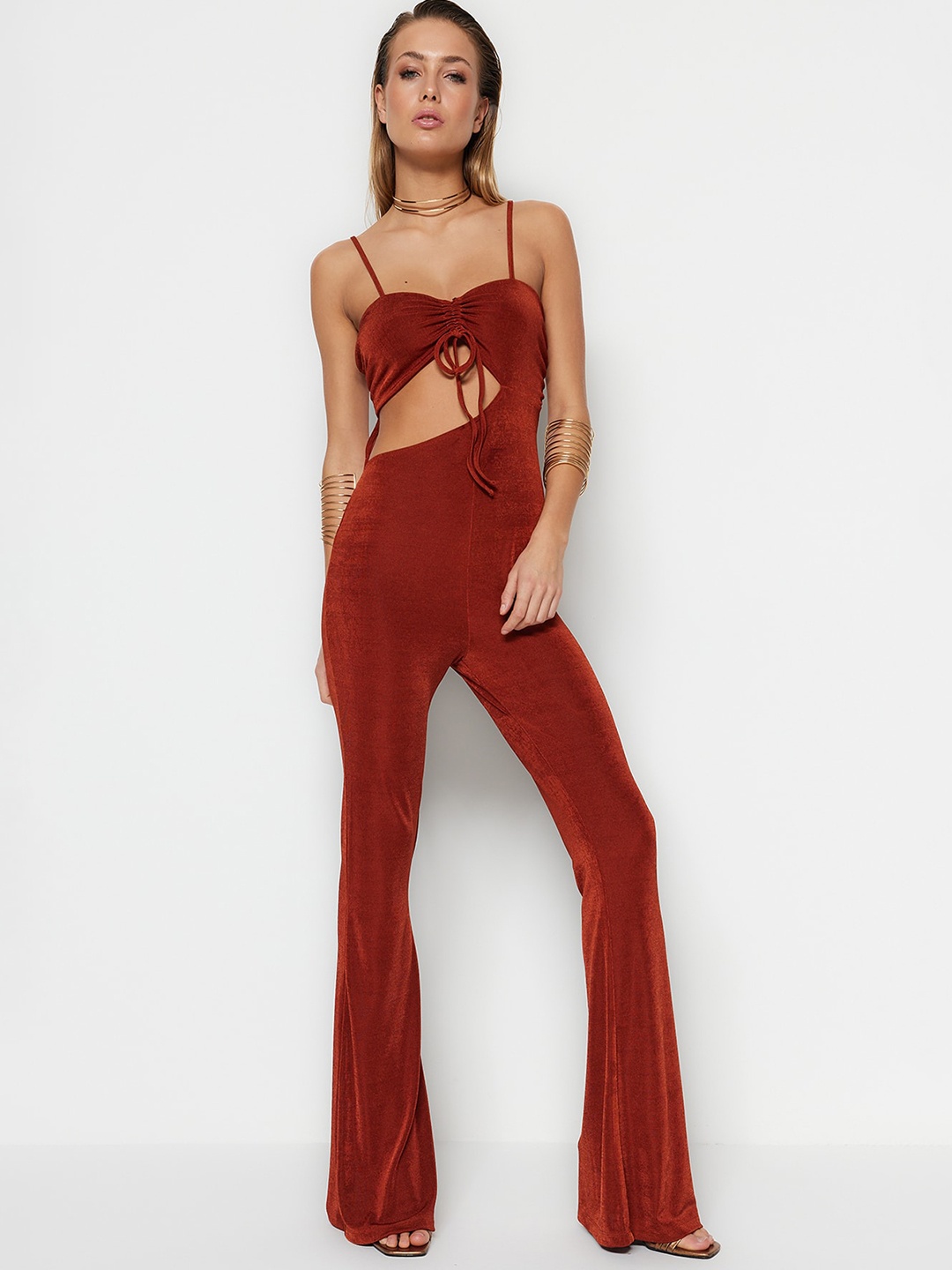

Trendyol Shoulder Straps Sleeveless Basic Jumpsuit, Rust
