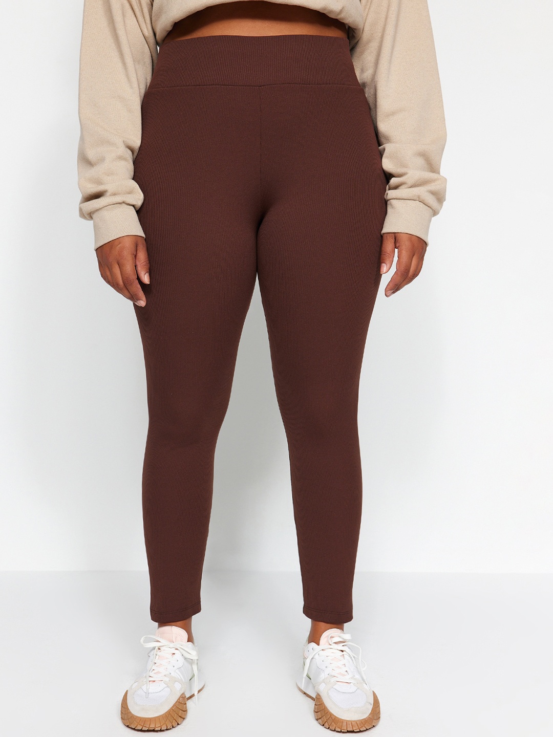 

Trendyol Plus Size Ankle Length Leggings, Brown