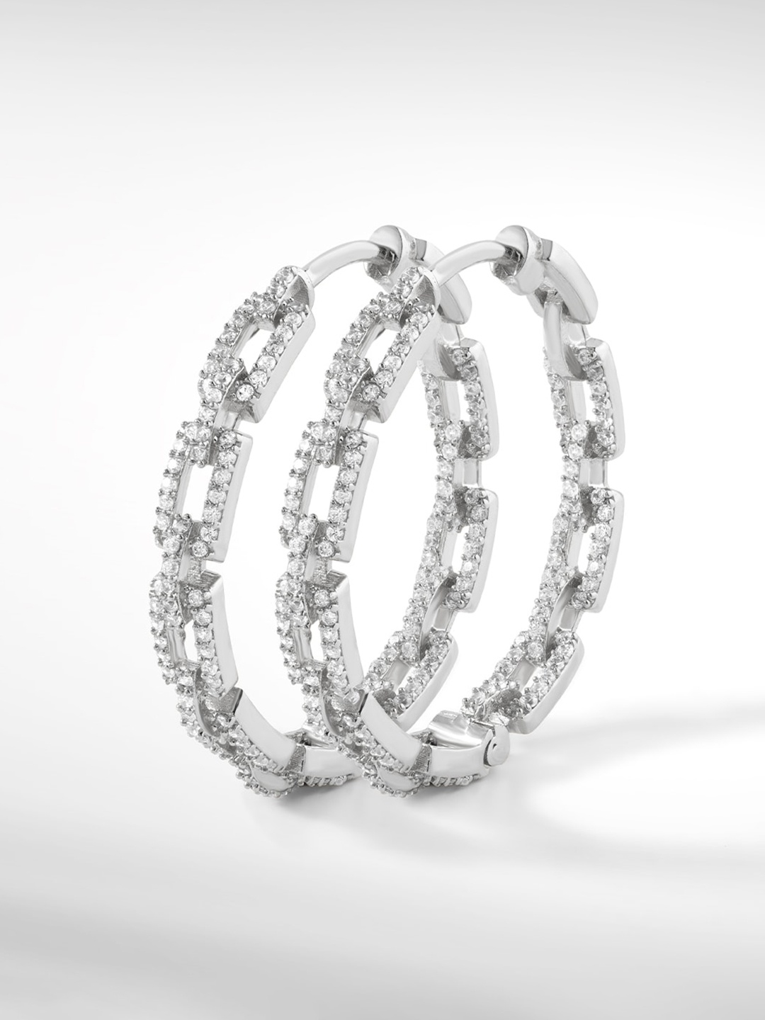 

MINUTIAE Silver-Plated Contemporary Hoop Earrings