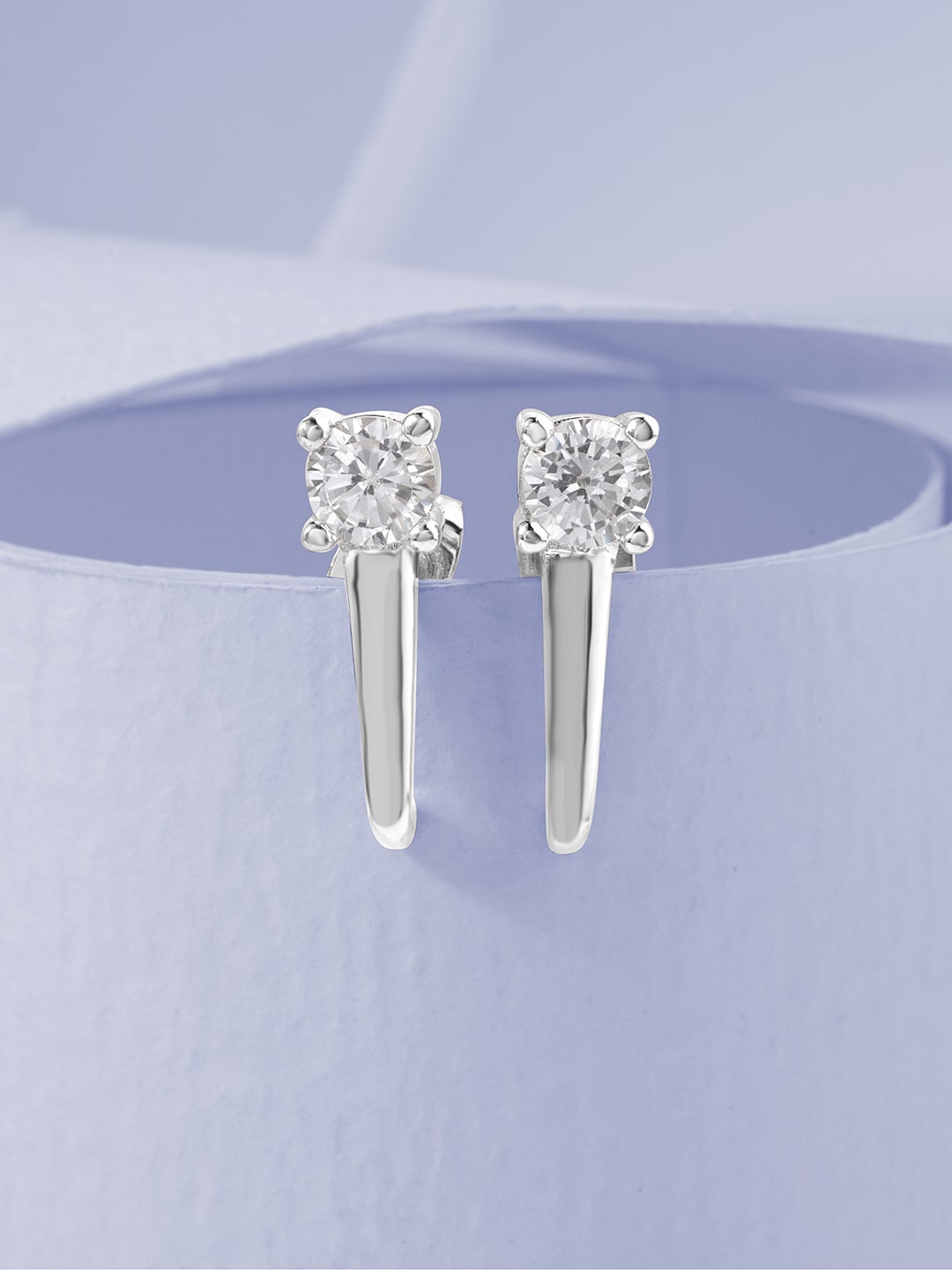 

MINUTIAE Silver-Plated Geometric Crystals Studs Earrings