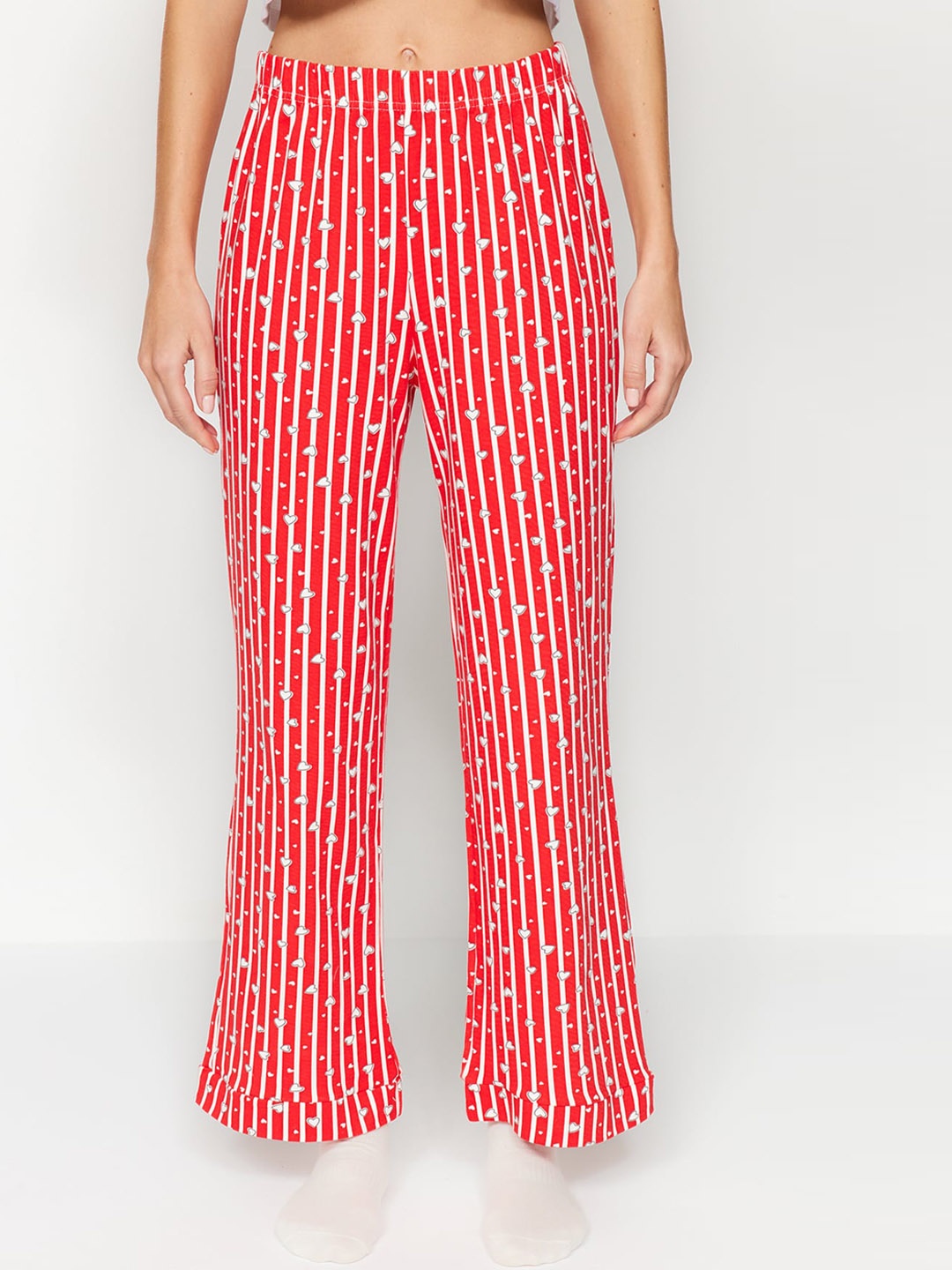 

Trendyol Women Striped Lounge Pants, Red