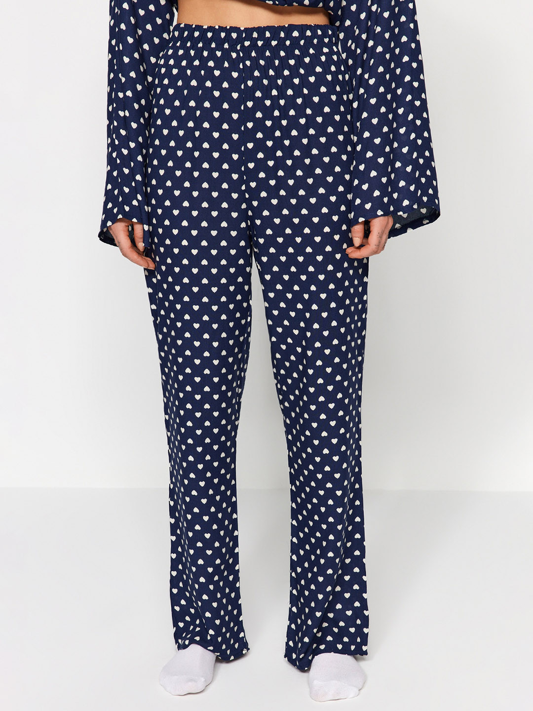 

Trendyol Graphic Printed Lapel Collar Shirt With Pyjamas, Blue