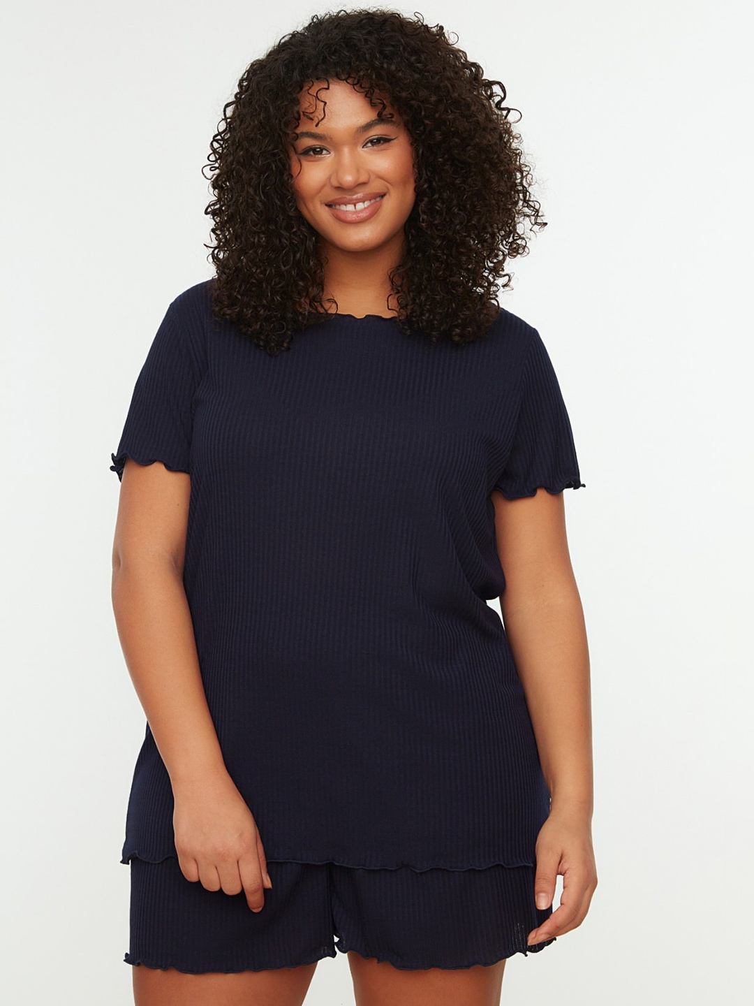

Trendyol Round Neck Night Suit, Navy blue