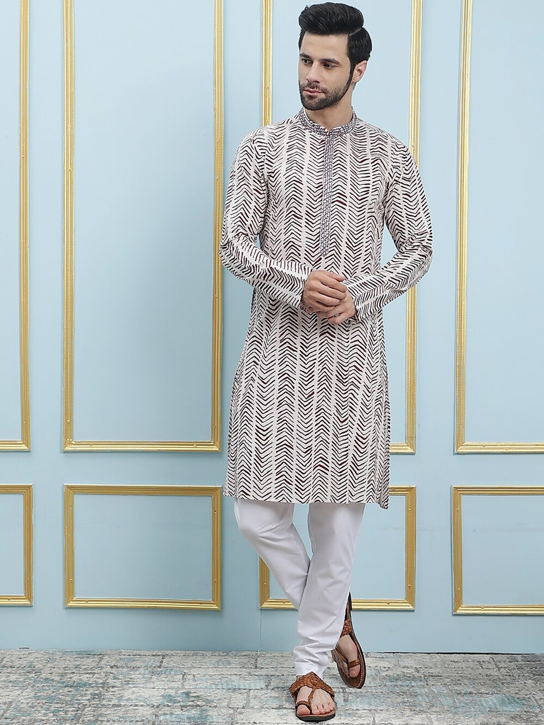 

See Designs Printed Embroidery Cotton Kurta, White