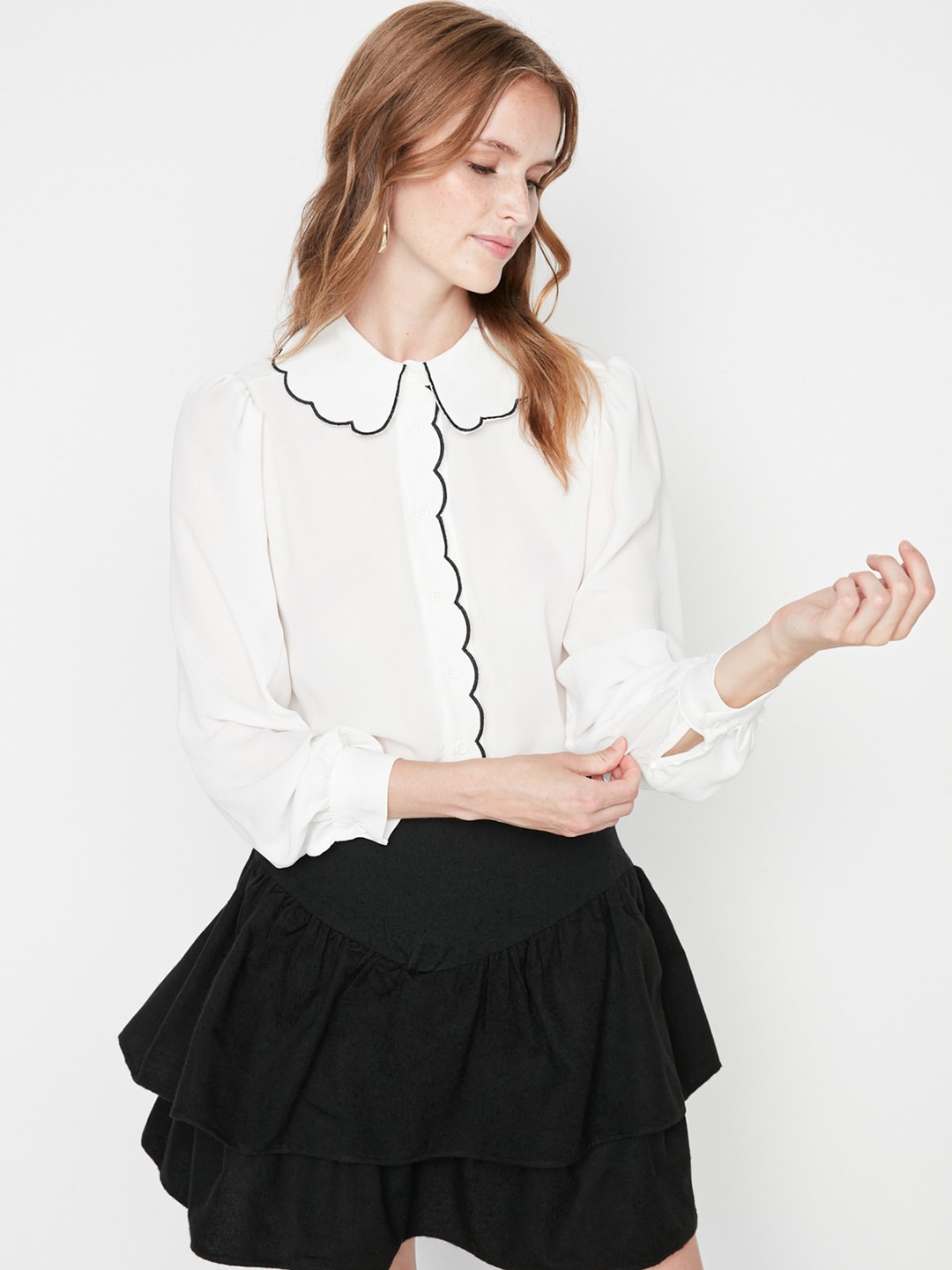 

Trendyol Peter Pan Collar Long Sleeves Casual Shirt, White