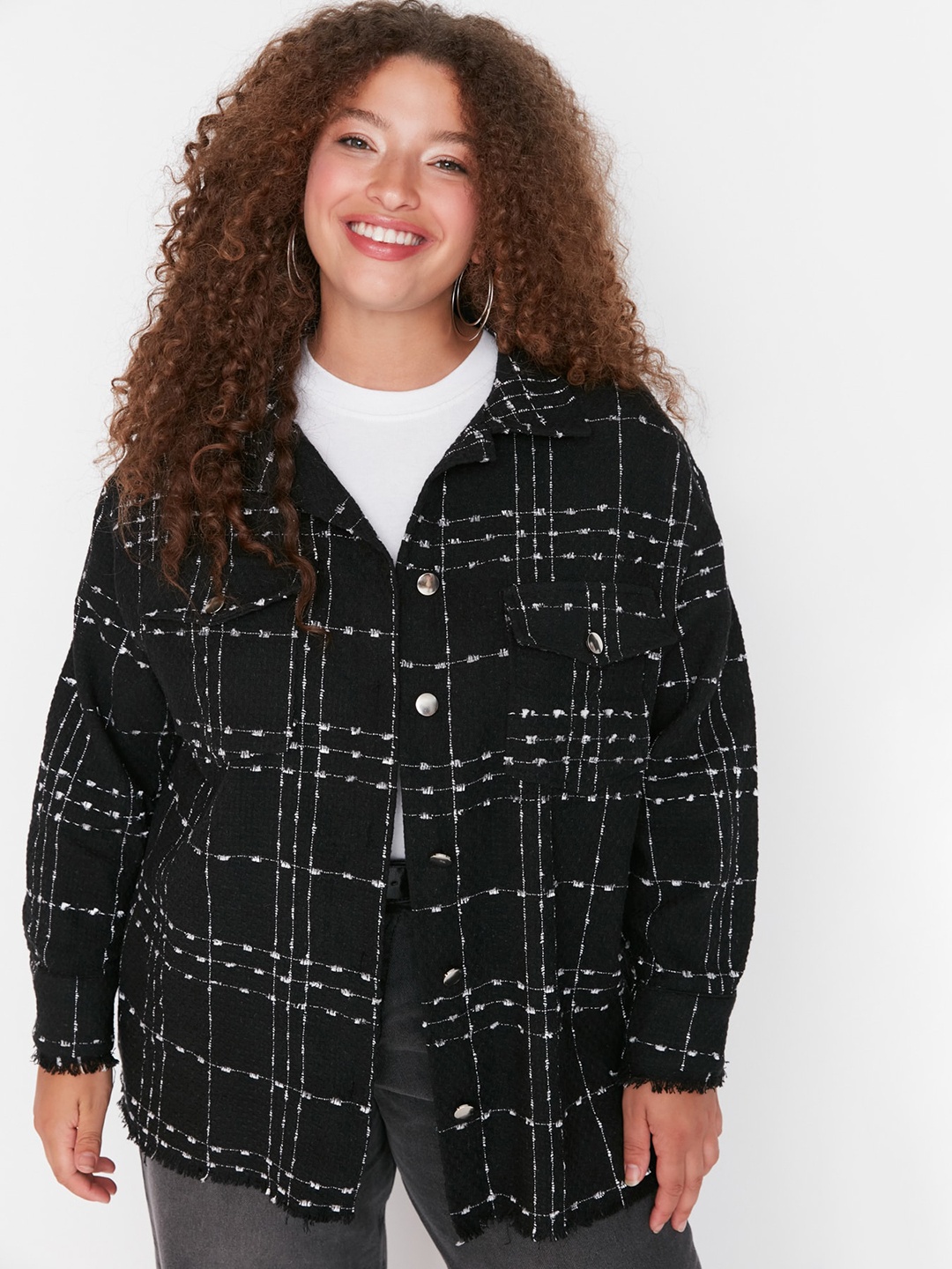 

Trendyol Checked Printed Spread Collar Casual Shirt, Black