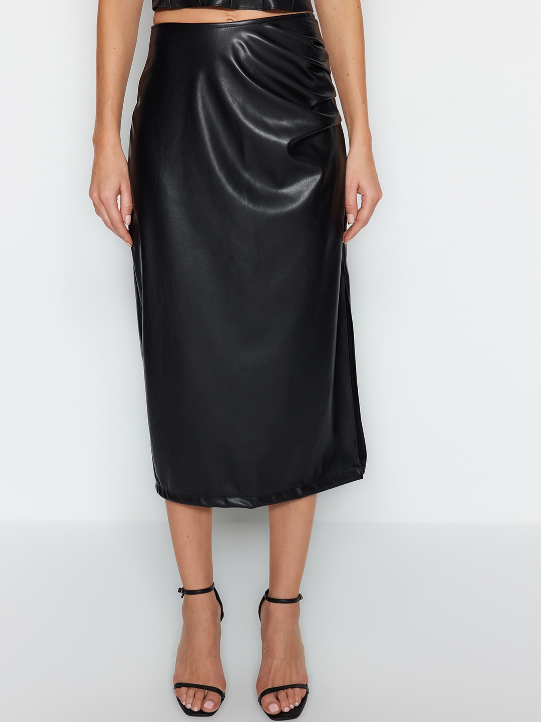 

Trendyol High Waist Midi Length Straight Skirt, Black