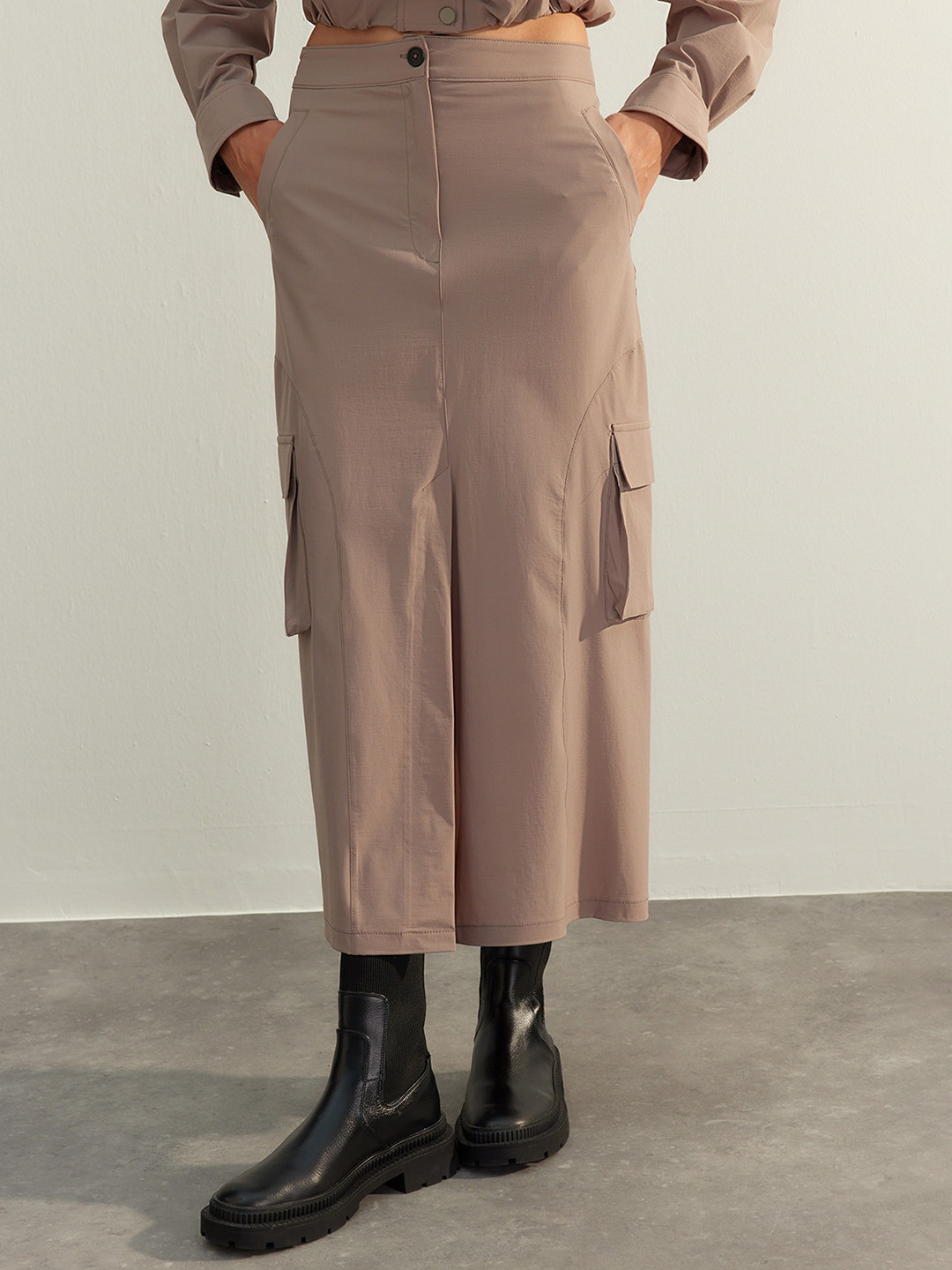 

Trendyol Straight Front Slit Maxi Skirt, Beige