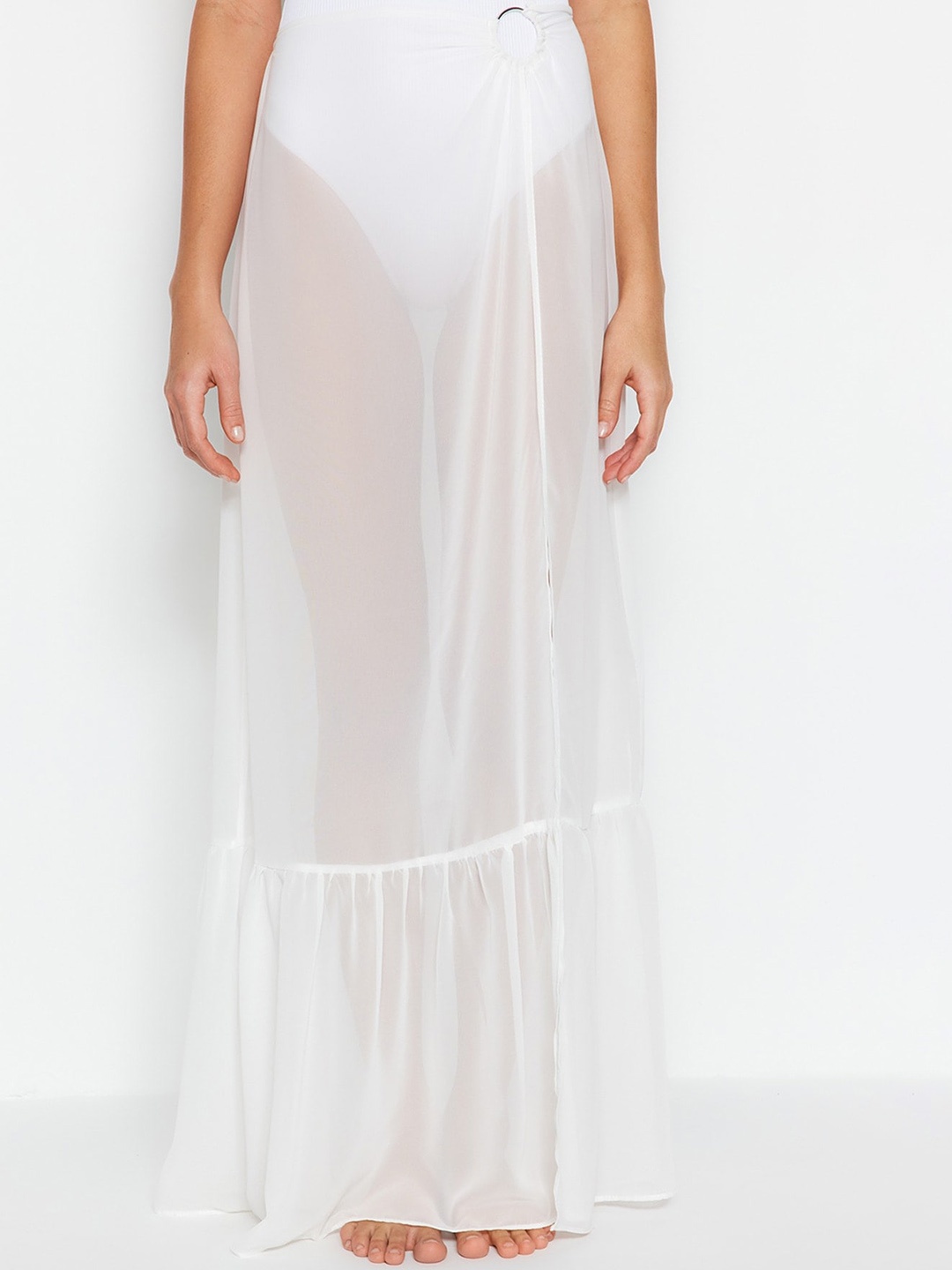 

Trendyol Flared Semi Sheer Maxi Skirts, White