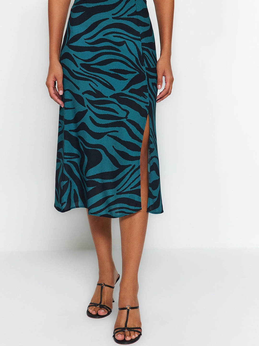 

Trendyol Printed Flared Midi Skirts, Teal
