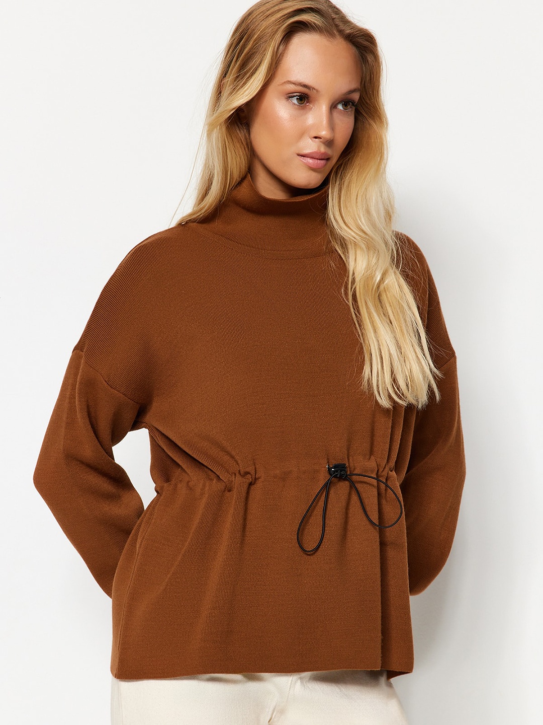 

Trendyol High Neck Pullover Acrylic Sweater, Brown