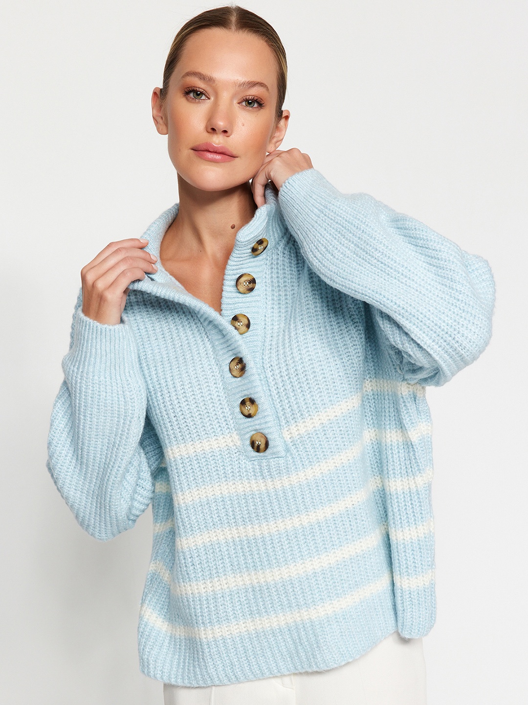 

Trendyol Striped Long Sleeves Pullover, Blue