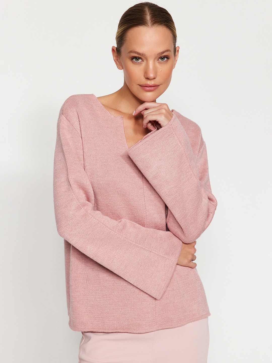 

Trendyol Ribbed Acrylic Pullover, Peach
