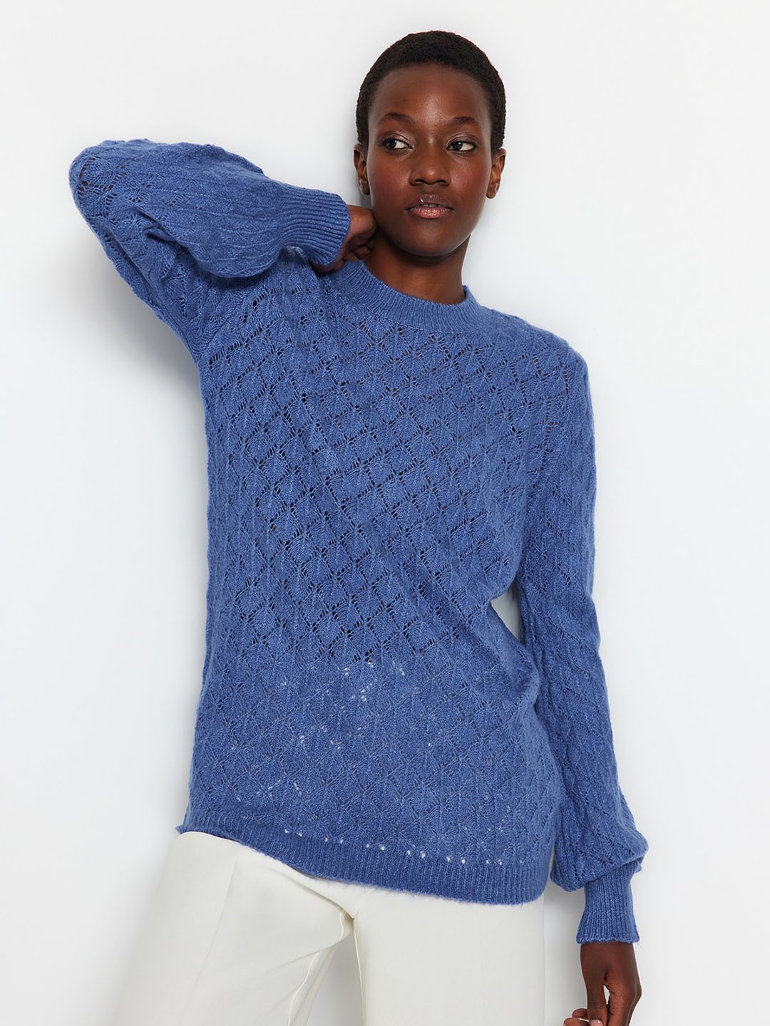 

Trendyol Round Neck Acrylic Pullover, Blue