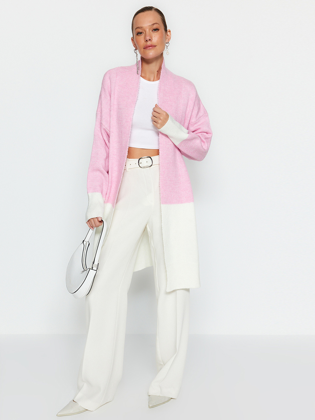 

Trendyol Colourblocked Longline Sweater, Pink