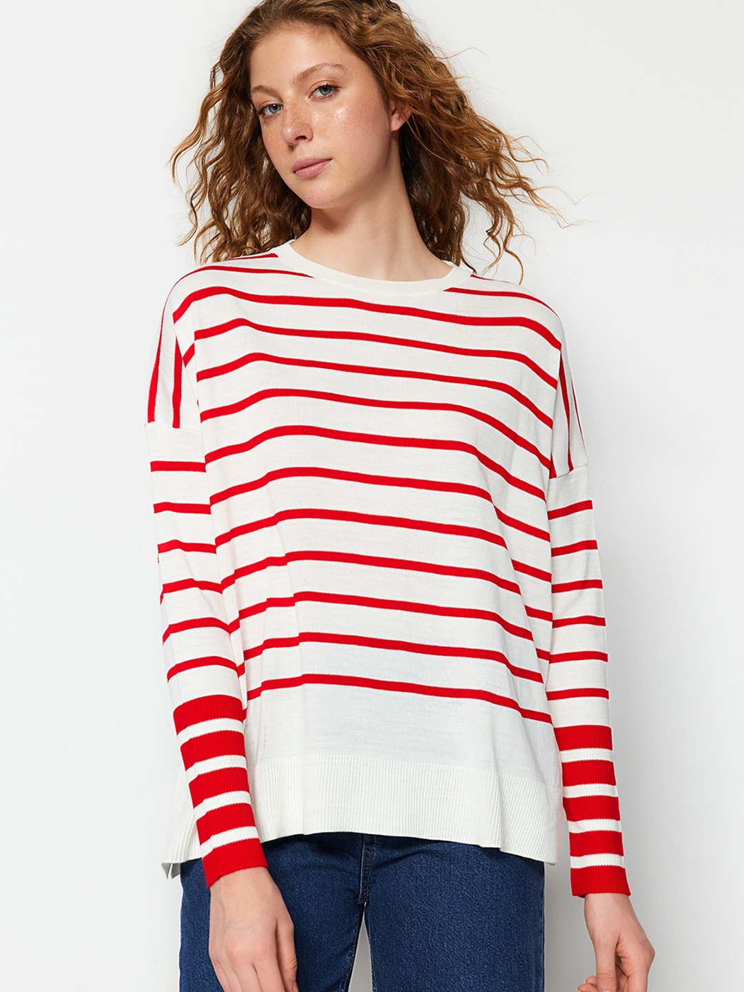 

Trendyol Striped Pullover Sweater, White